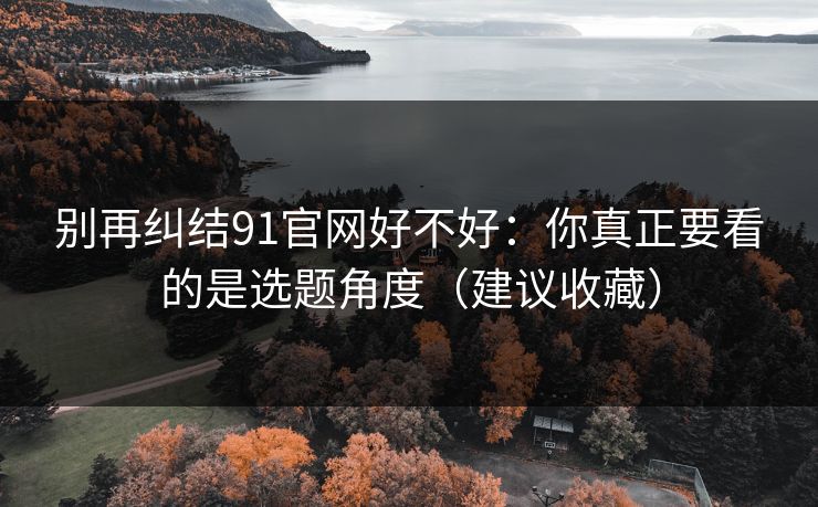 别再纠结91官网好不好：你真正要看的是选题角度（建议收藏）