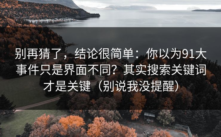 别再猜了，结论很简单：你以为91大事件只是界面不同？其实搜索关键词才是关键（别说我没提醒）