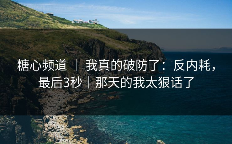 糖心频道 ｜ 我真的破防了：反内耗，最后3秒｜那天的我太狠话了
