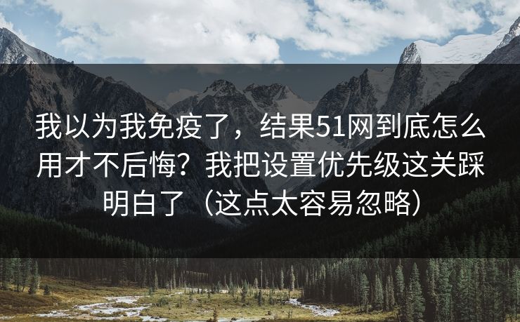 我以为我免疫了，结果51网到底怎么用才不后悔？我把设置优先级这关踩明白了（这点太容易忽略）