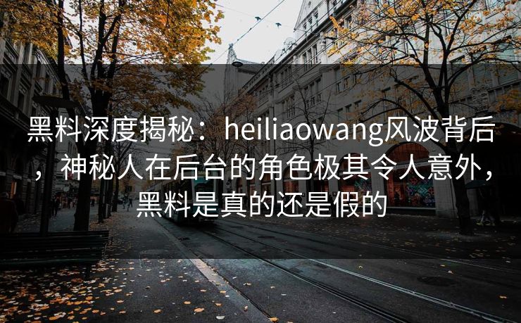 黑料深度揭秘：heiliaowang风波背后，神秘人在后台的角色极其令人意外，黑料是真的还是假的