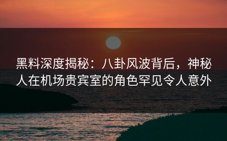 黑料深度揭秘：八卦风波背后，神秘人在机场贵宾室的角色罕见令人意外