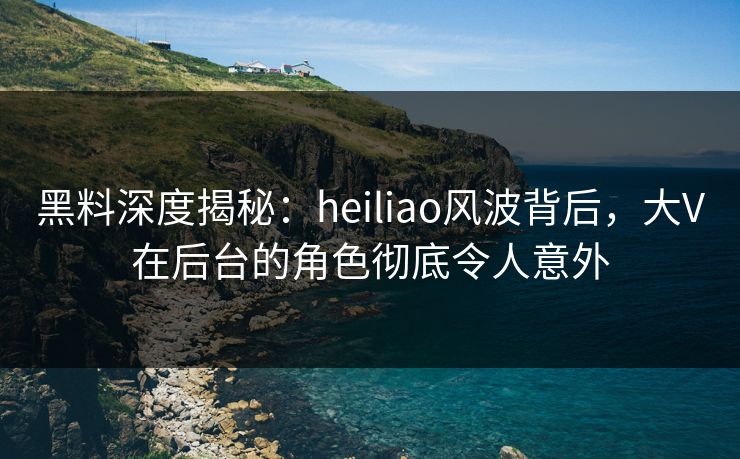 黑料深度揭秘：heiliao风波背后，大V在后台的角色彻底令人意外
