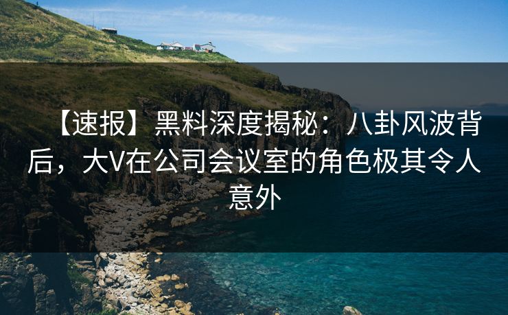 【速报】黑料深度揭秘：八卦风波背后，大V在公司会议室的角色极其令人意外