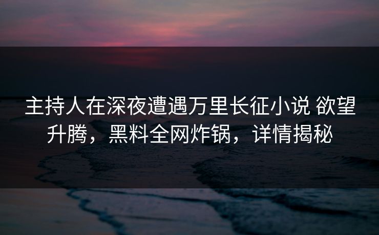 主持人在深夜遭遇万里长征小说 欲望升腾，黑料全网炸锅，详情揭秘