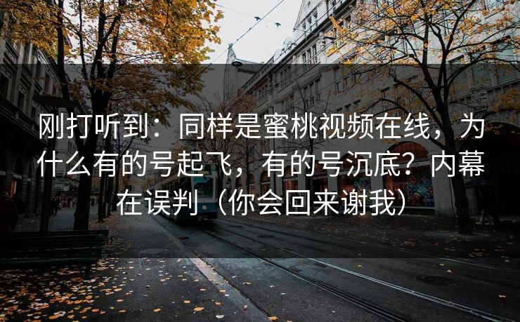 刚打听到：同样是蜜桃视频在线，为什么有的号起飞，有的号沉底？内幕在误判（你会回来谢我）