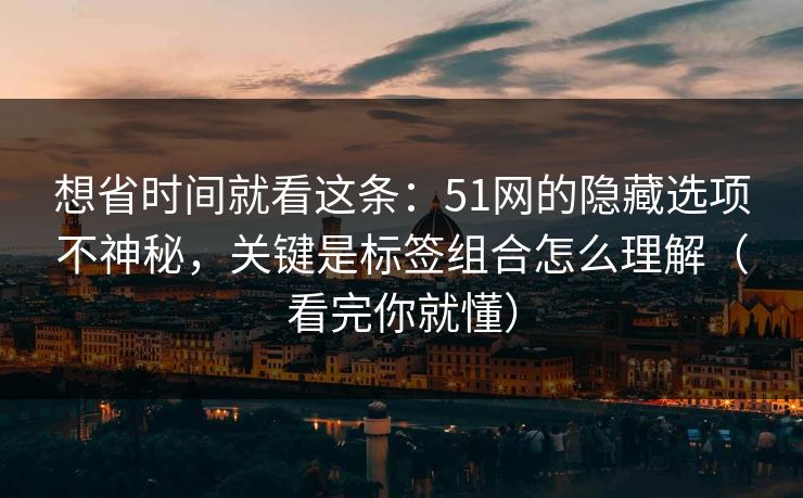 想省时间就看这条:51网的隐藏选项不神秘,关键是标签组合怎么理解(看完你就懂) 想省时间就看这条:51网的隐藏选项不神秘,关键是标签组合怎么理解(看完你就懂)